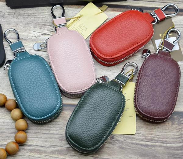 First-Layer Cowhide Zipper Key Bag, Business Zipper Key Bag, Men's and Women's Waist-Hanging Multifunctional High-End Key Bag, Car Key Bag
