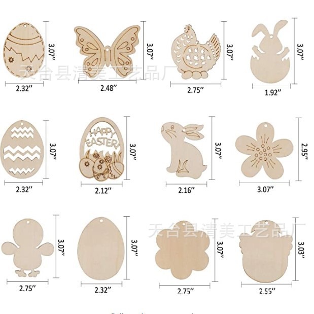 12 modelos de colgante de decoración de Pascua de 8cm suministros de Pascua al por mayor 5 piezas cada uno, un total de 60 para un juego