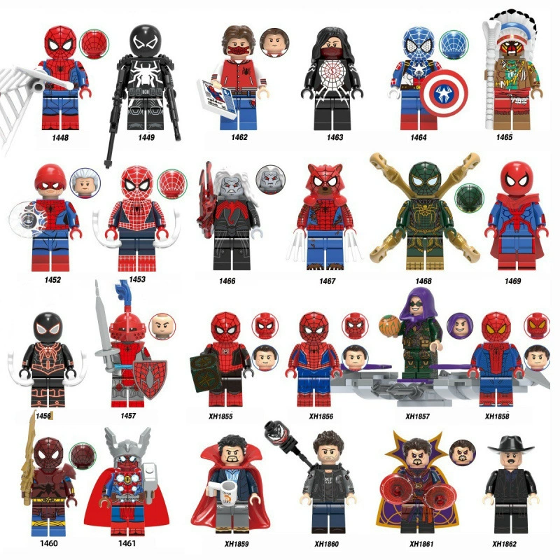 Трансграничная оптовая продажа, хит продаж, совместимые серии LEGO Spiderman, детские развивающие сборки, строительные блоки из мелких частиц, игрушки