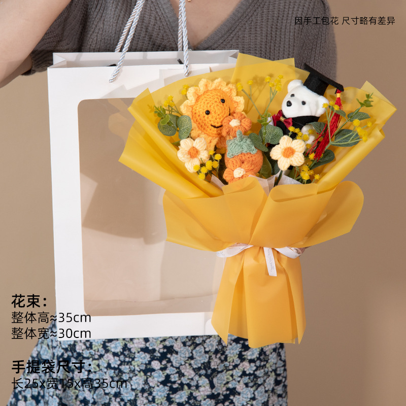 Girasoles creativo de punto de lana ramo de flores día del maestro de tejido a mano estudiantes adultos