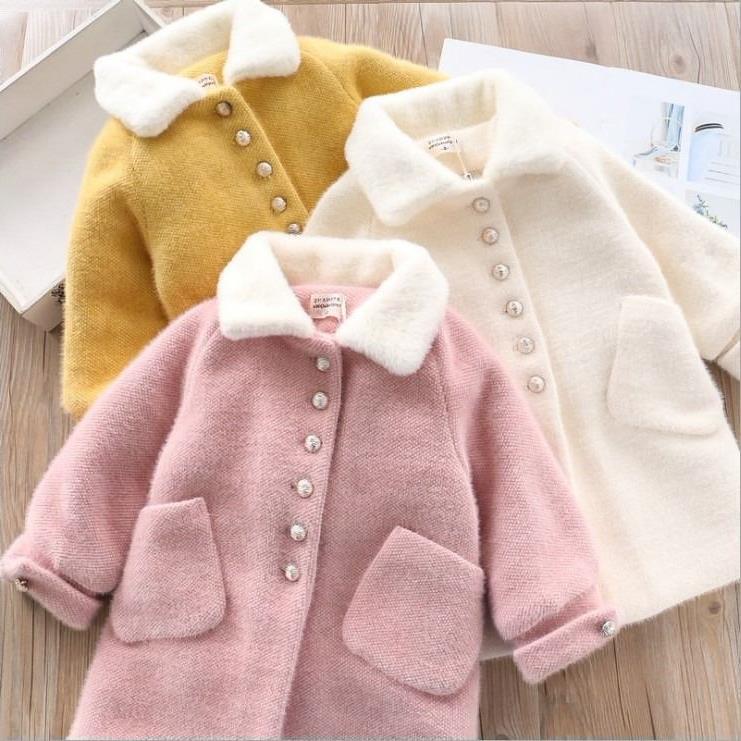 Hui Eight Seasons Girl Chaqueta acolchada gruesa de terciopelo de visón Nuevo abrigo de lana coreano de longitud media para niños de invierno