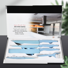 不鏽鋼刀具套裝工廠批發藍色燕尾柄六件套刀廚師刀剪廚房套刀