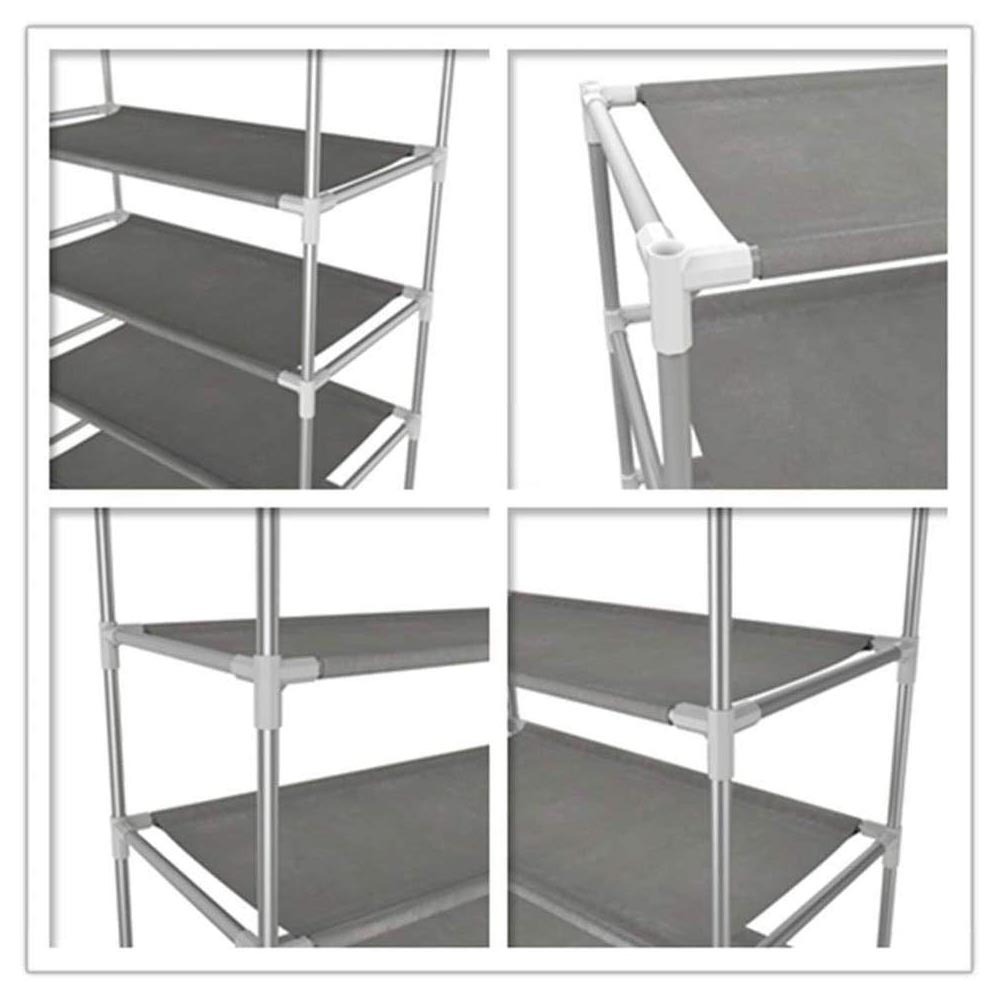 Zapatero simple transfronterizo económico de múltiples capas para el hogar a prueba de polvo de almacenamiento de hierro gabinete de zapatos que cubre cortina zapatero que ahorra espacio