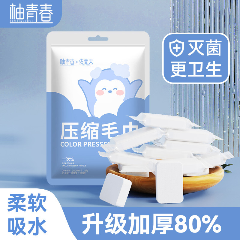 Compressed Towel 10 Pieces in a Pack, Portable Disposable Compressed Towel for Travel and Business Trip, Towel Cleansing Towel Bag