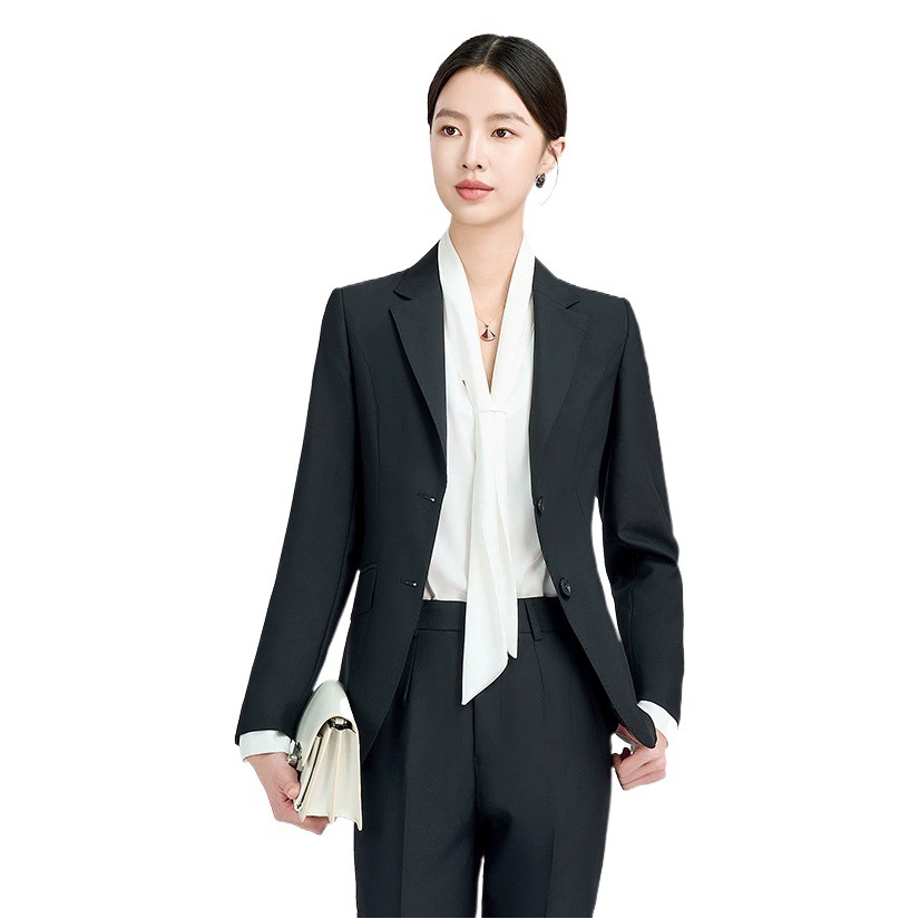 Весенне-осенний костюм, женский черный Высококачественный костюм с плотной талией, модный элегантный костюм, деловое пальто, мужская и женская 70% шерсть