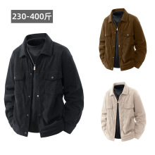 超大码男士夹克男秋冬季宽松加肥加大棒球服胖子男装灯芯绒外套