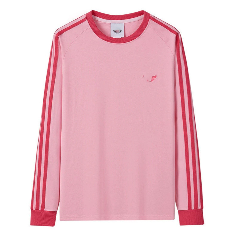 Cross-border bestseller: Three-stripe pure cotton long-sleeve sweatshirt, unisex, spring and autumn, round-neck, color-blocked striped base shirt