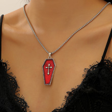 亚马逊跨境外贸哥特风万圣节大棺材十字架吊坠项链男女吸血鬼吊坠