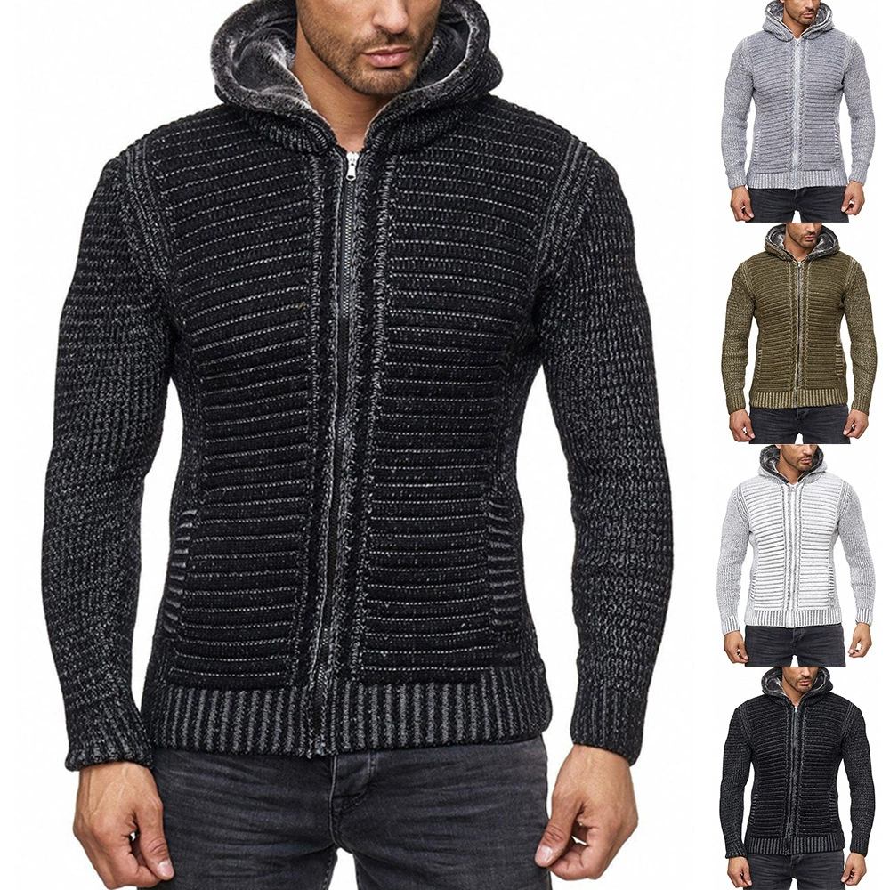(Cross-border trading), demi-season sweater, men's cardigan, long-sleeve with hood, knitted jacket, slim fit, European style