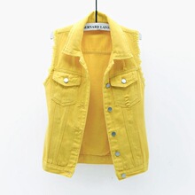 Z 52098 Multi Color Denim Vest Women Short Sleeves