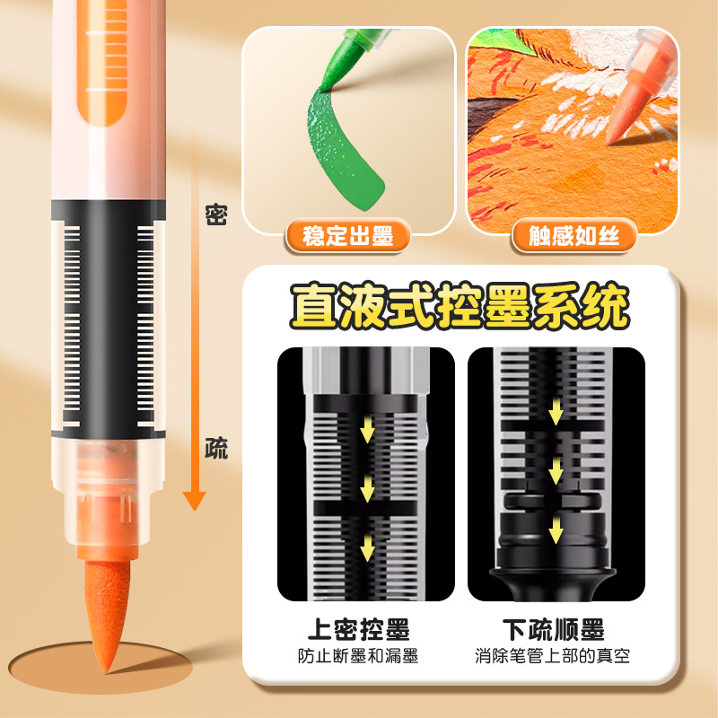 Líquido recto tipo blando acrílico marcador de pluma acuarela conjunto de color impermeable impermeable plegable pincel de pintura de color estudiantes de arte