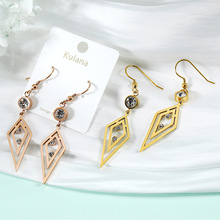 小众立体镶钻几何吊坠耳环韩国名媛时尚简约耳钩个性气质百搭耳饰
