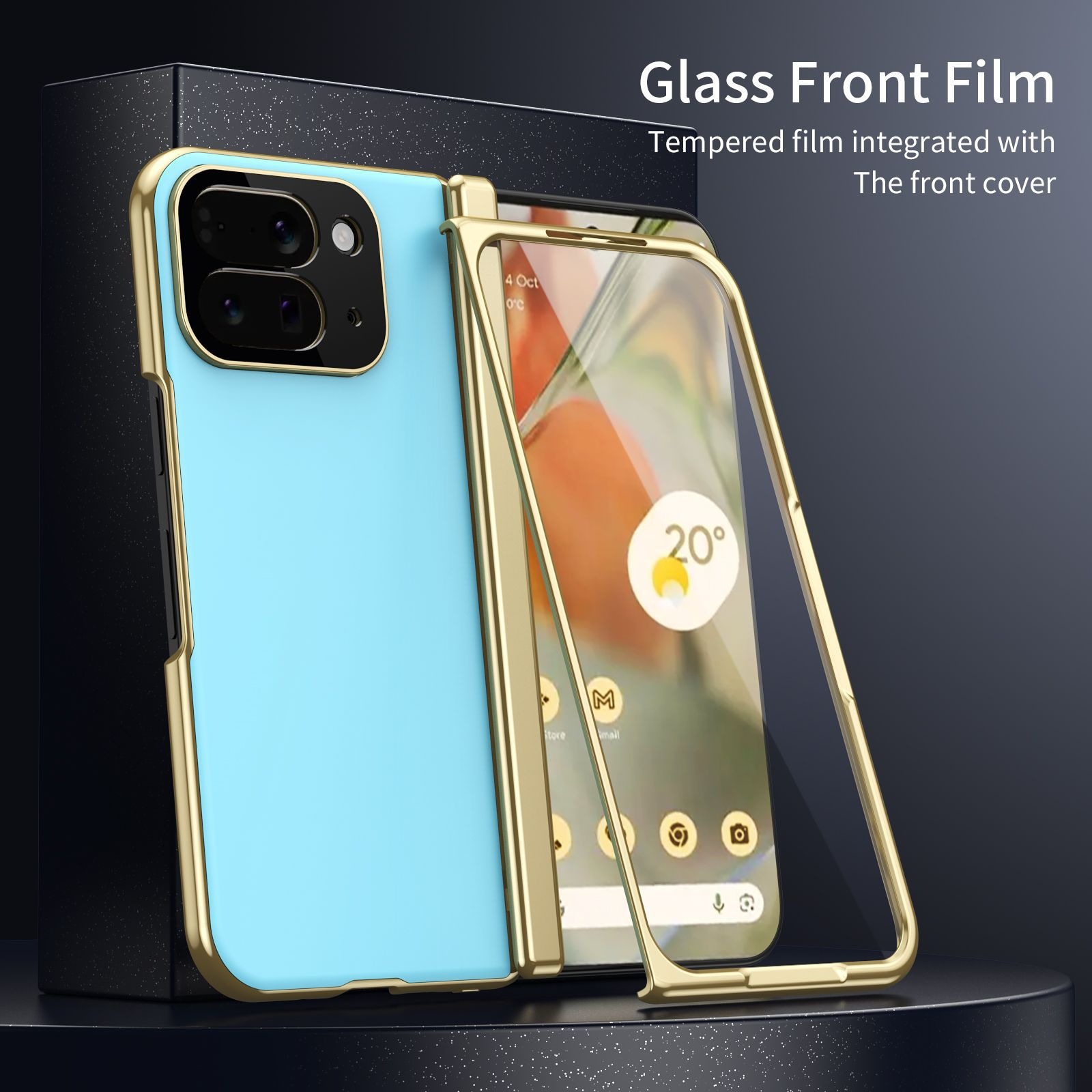 Suitable for Google Pixel10ProFold folding mobile phone case electroplated solid color AG frosted full-covered film integrated set