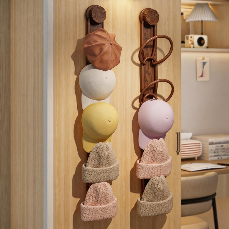 Hat Storage Rack, Wall-Mounted Hat Display Rack, Wall-Mounted No-Drill Coat Rack, Scarf and Silk Scarf Multi-Layer Hanging Rack