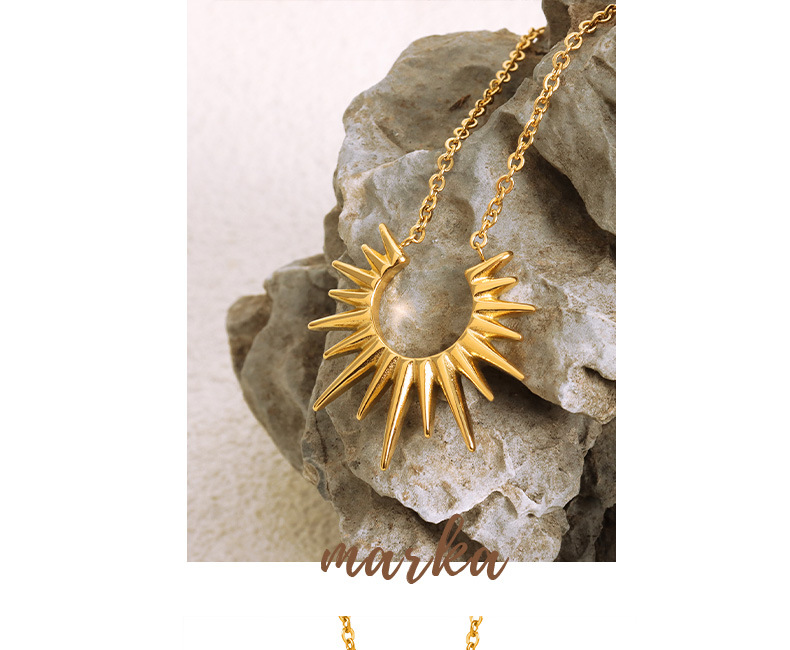 Individuelle Nische und cooler Stil Einzigartiger strahlender Anhänger mit geometrischer Form Modische, einfache und vielseitige vergoldete Halskette aus Titanstahl_voghion.com