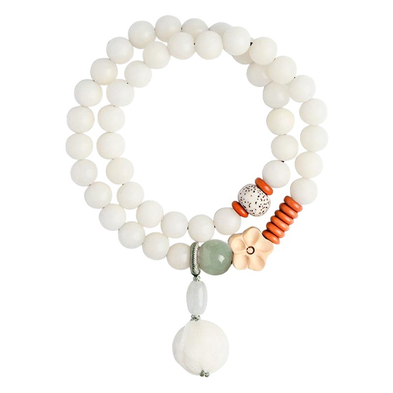 Jade blanco Bodhi raíz pulsera Bodhi Lotus teléfono móvil colgante cuerda cadena estilo chino artístico joyería fresca para las mujeres