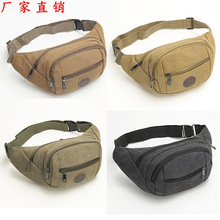 男士多功能战术时尚跑步手机腰包 户外运动帆布男士胸包斜挎包