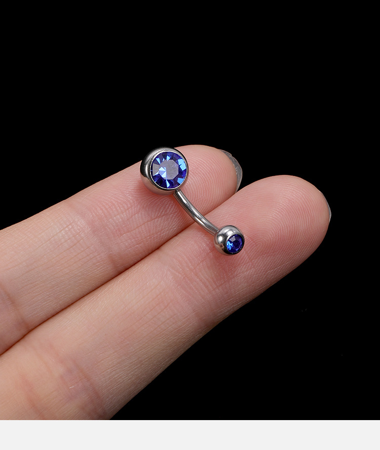 Titanium Steel Belly Button Ring Double Headed Zircon Navel Ring Set Stainless Steel Fake Nail Piercing detail image 11