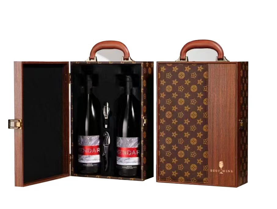 LV 더블 가죽과 나무 상자;