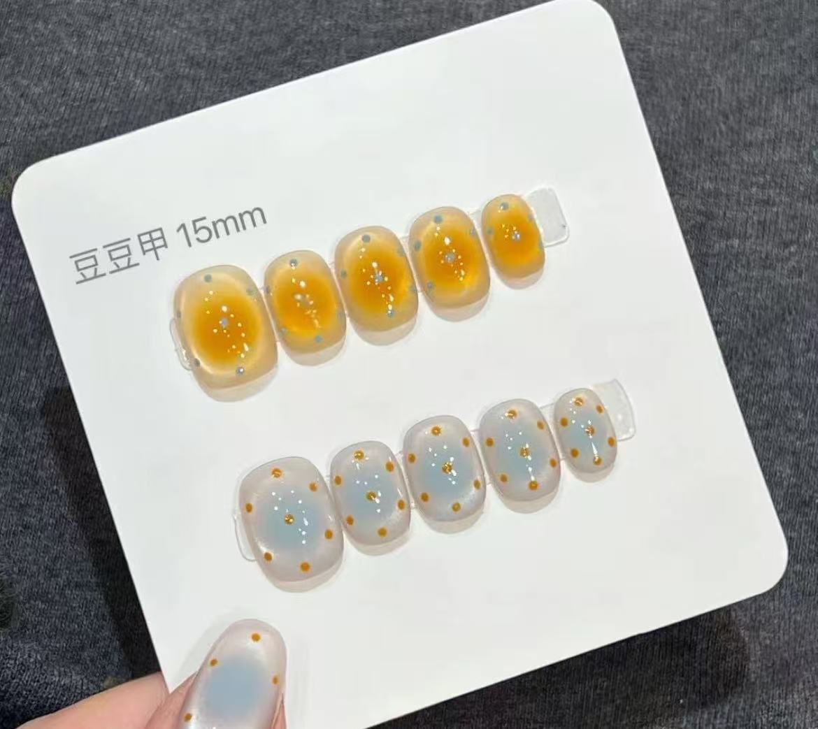 [Queso de sal marina] Estilo AB azul y amarillo con ojos de gato de lunares de Kluli, armadura de pato mandarín hecha a mano