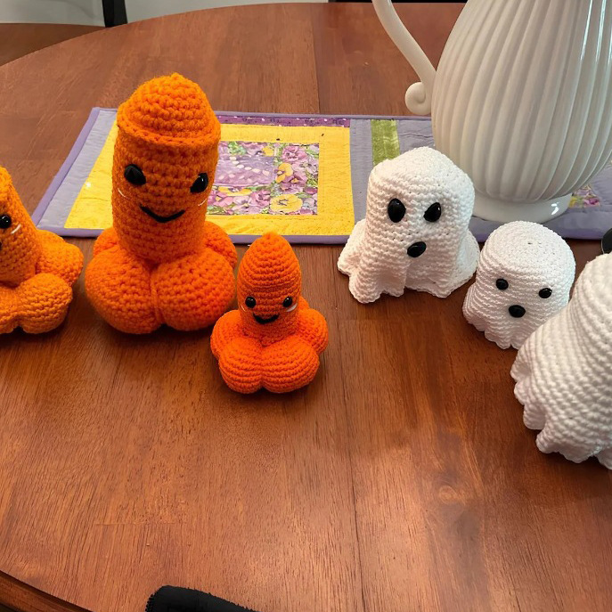 Calabaza de Halloween tejida a mano, adorno de fantasma para regalo