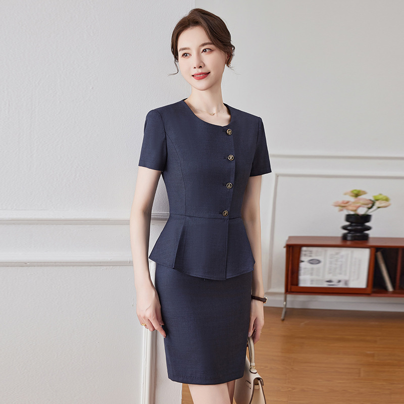 職業スーツ女性半袖夏新型ファッション気質ol工装美容院宝石店フロント作業服卸売り|undefined