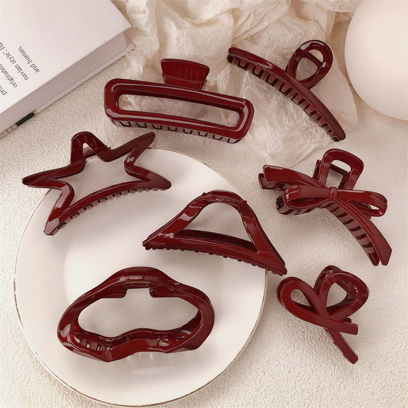 Fiesta festiva anchora clip rojo de cabello de cabeza detrás clip de agarre de cabello de tiburón grande clip de cabello de tarjeta de cabello para mujeres