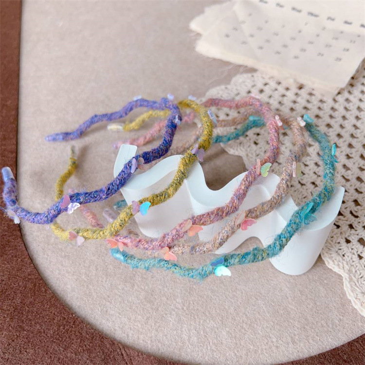 秋冬兒童蝴蝶結毛線發箍甜美少女波浪細款頭箍親子款外出發卡頭飾