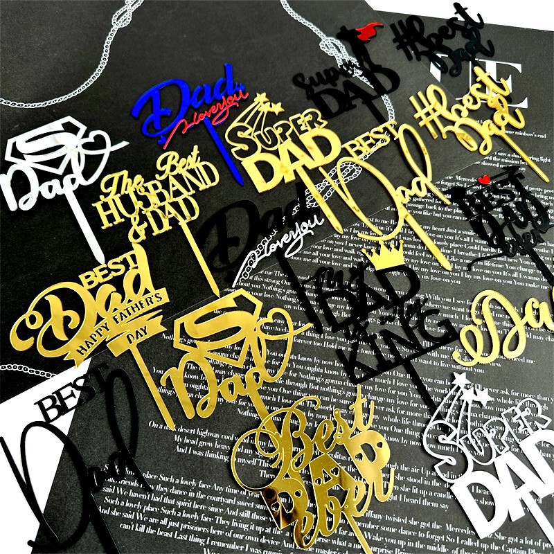 New ins Style Simple Acrylic Father's Day Cake Decoration Acrylic Cake Card DAD Cake Plug-in