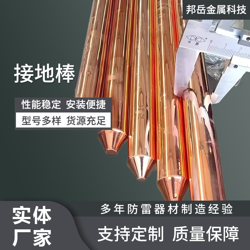 接地桩子双螺铜包钢接地极镀铜铜接地棒包钢接地棒铜覆钢接地针