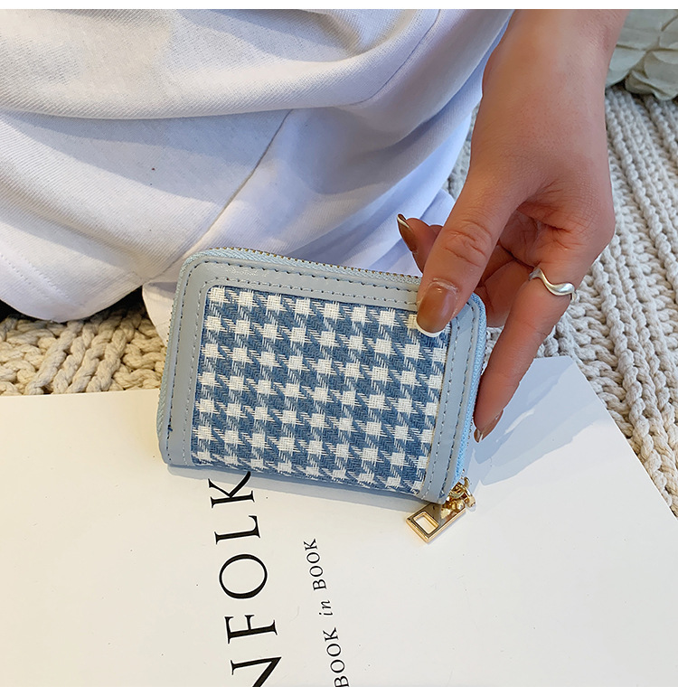 Korean Version Small Wallet Short Paragraph Simple Houndstooth Small Wallet Retro Folding Coin Purse display picture 4