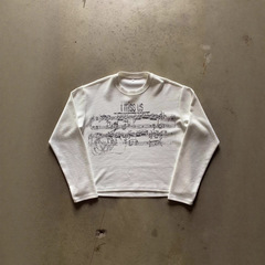 ヨーロッパとアメリカのクロスボーダーy2kプリントTシャツ長袖ラウンドネックトップパーソナライズされたダークレトロトレンドINSルーズヒップホップTシャツ