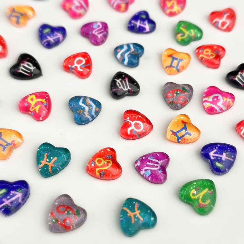 New 12 Constellation Love Nail Art Ornaments Resin Small Love Patch DIY Flat Bottom Heart Shape Nail Ornaments New 12 Constellation Love Nail Art Ornaments Resin Small Love Patch DIY Flat Bottom Heart Shape Nail Ornaments