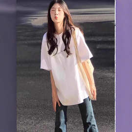 盐系小白体 2025夏季新款休闲简约白色短袖t恤女宽松oversize上衣