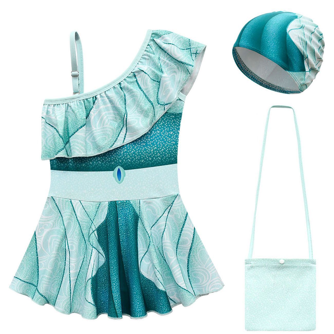 in stock Swimsuit Jasmine Princess Jasmine Girl Slant Shoulder Swimsuit dress 20250