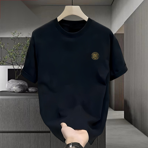 Heavyweight pure cotton short-sleeve T-shirt casual fashion men's and women's summer Instagram white match round neck top trendy versatile men's half-sleeve