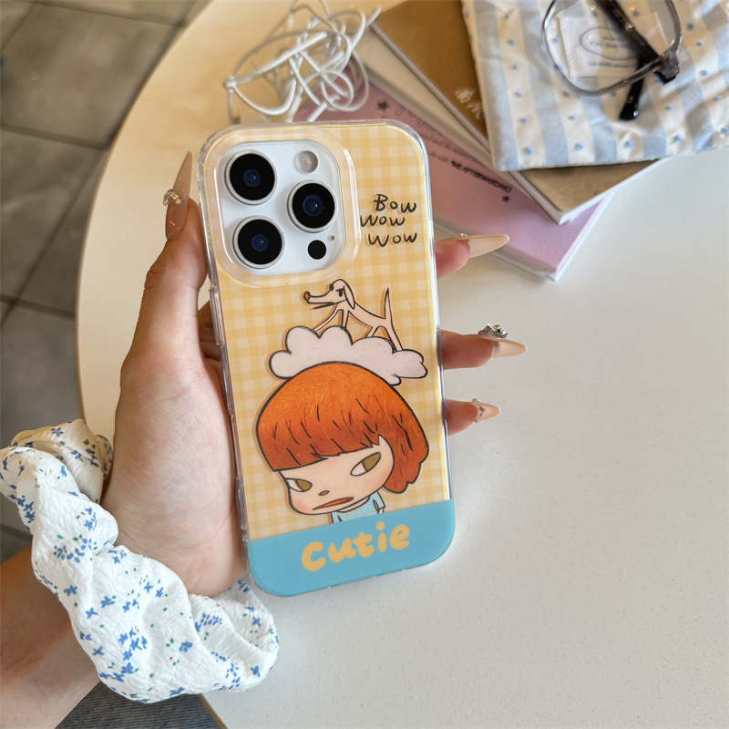 韩系格纹狗狗奈良美智适用iPhone16苹果15ProMax手机壳14创意个性|undefined