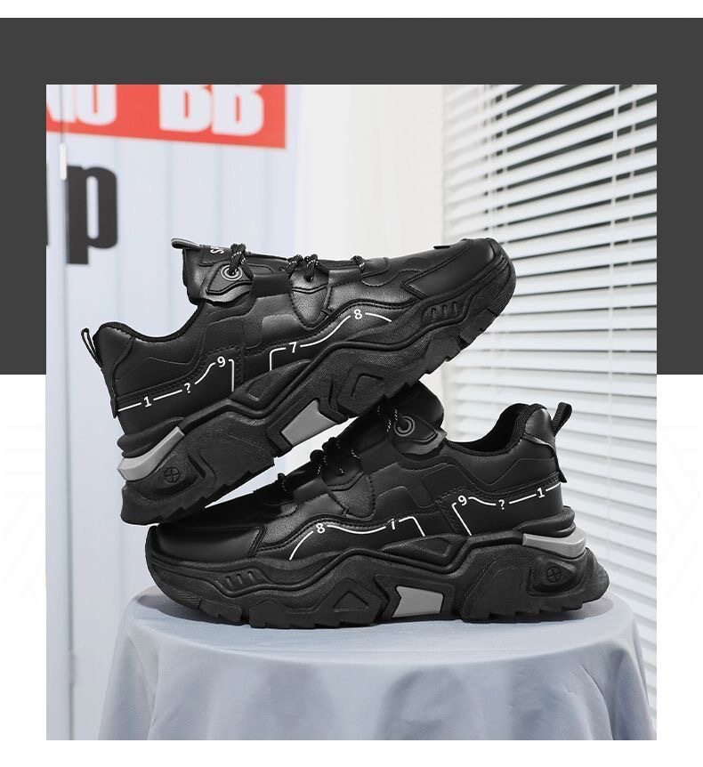 Giày sneaker nam da tổng hợp đế cao su gót thấp 1-3 cm, giày thể thao chạy bộ đế mềm tăng chiều cao — CCC10 màu trắng, CCC10 màu đen chi tiết 4