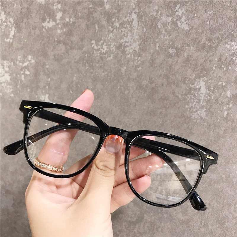 Versatile Minimalist Korean Version 2026 Large-frame Anti-blue Light Glasses Women, Trendy Square Plain Lenses, Retro Simple Internet_voghion.com