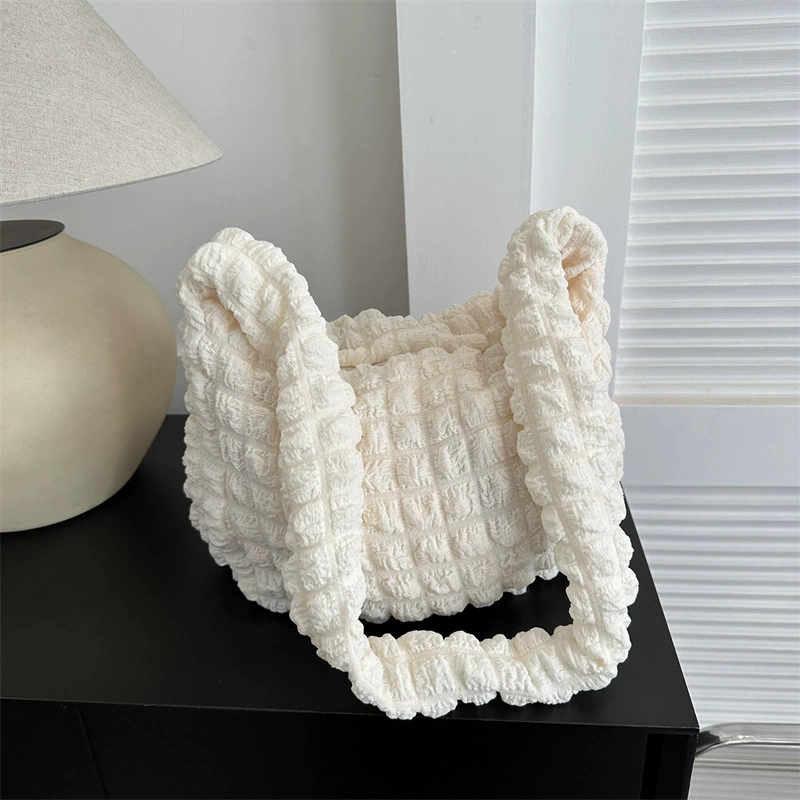 Плечевая сумка Soft, корейский стиль, стеганая текстурная ткань, просторная повседневная сумка-тоут