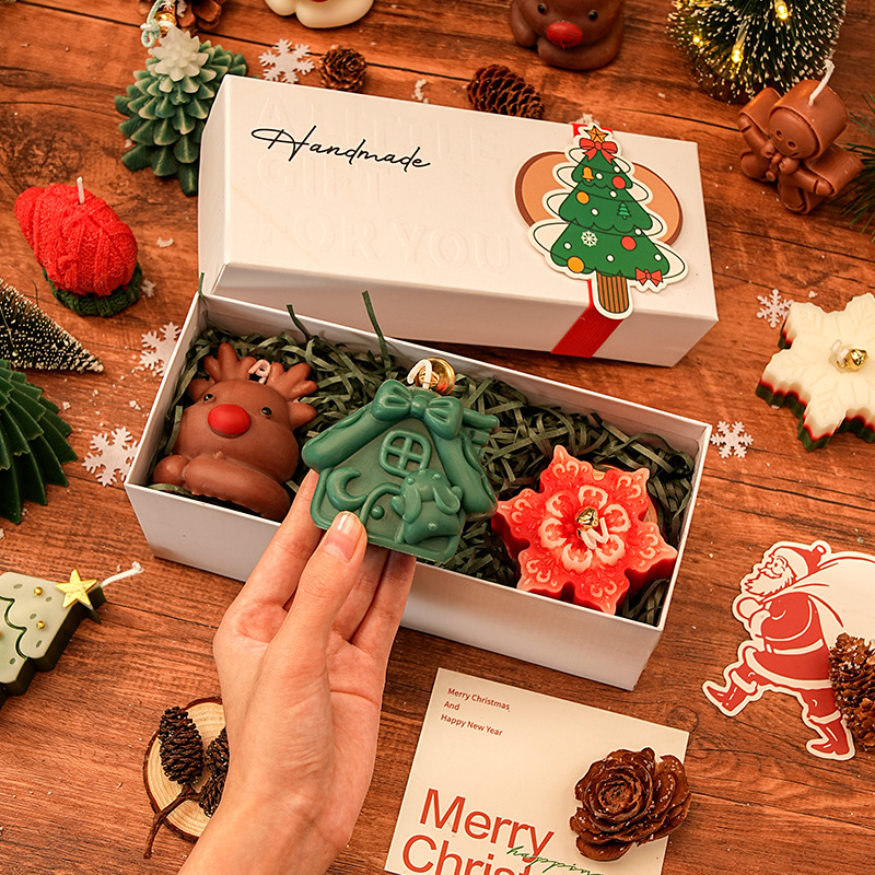 Caja de regalo D - (cervo + casa de conejo + flocos de nieve)