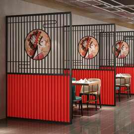 餐厅酒店卡座饭店隔断围栏火锅烧烤店包间铁艺简约镂空装饰墙屏风