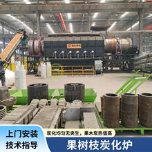 果树枝炭化炉 苹果枝桃枝枣枝无烟炭化设备 卧式生物质干馏炭化炉