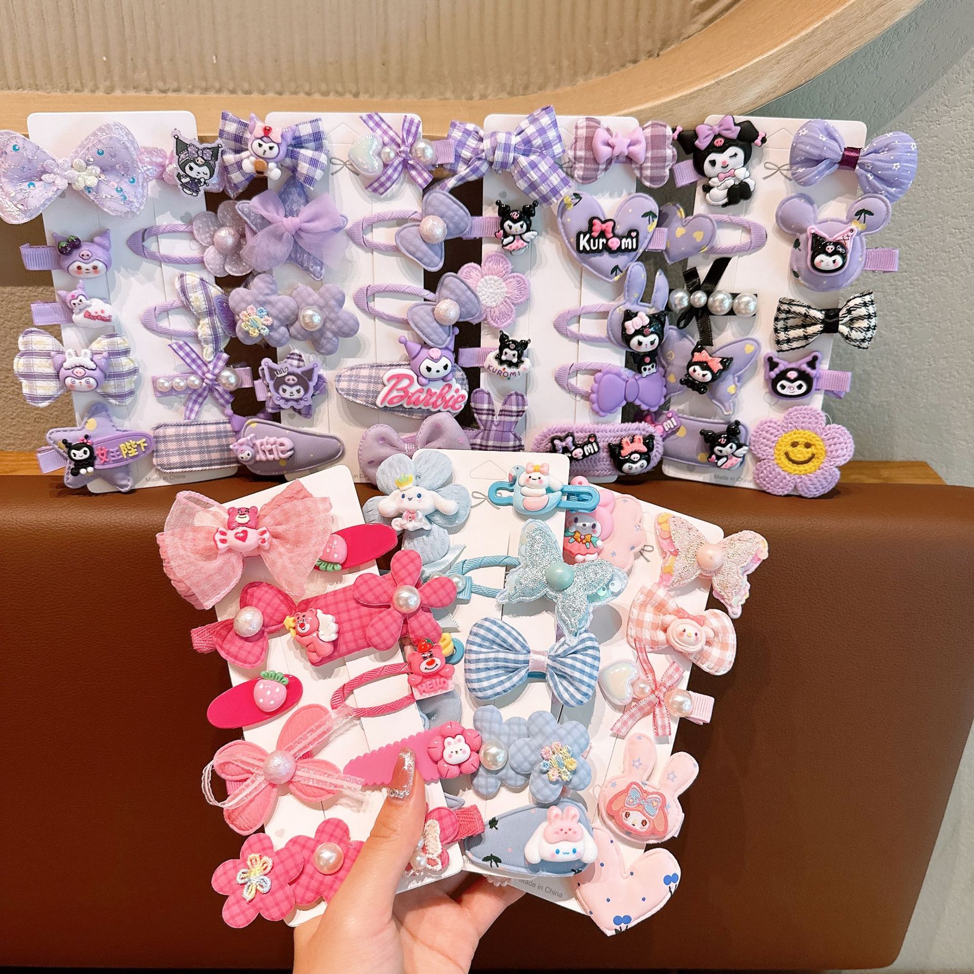 Clip de pelo de dibujos animados para niños Koolomi Melody set de cabello para niñas Clip de pelo lateral Sanrio toque de cabeza