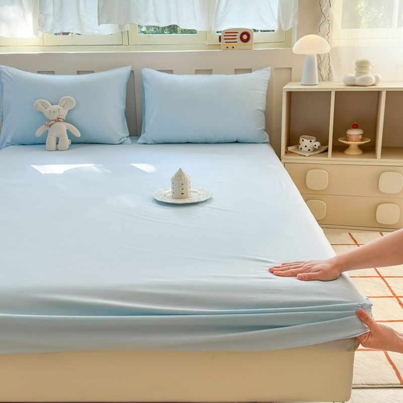 2025 nuevo estilo japonés color sólido viento sin impresión tipo A leche algodón lavado súper suave sábana de una pieza funda de almohada