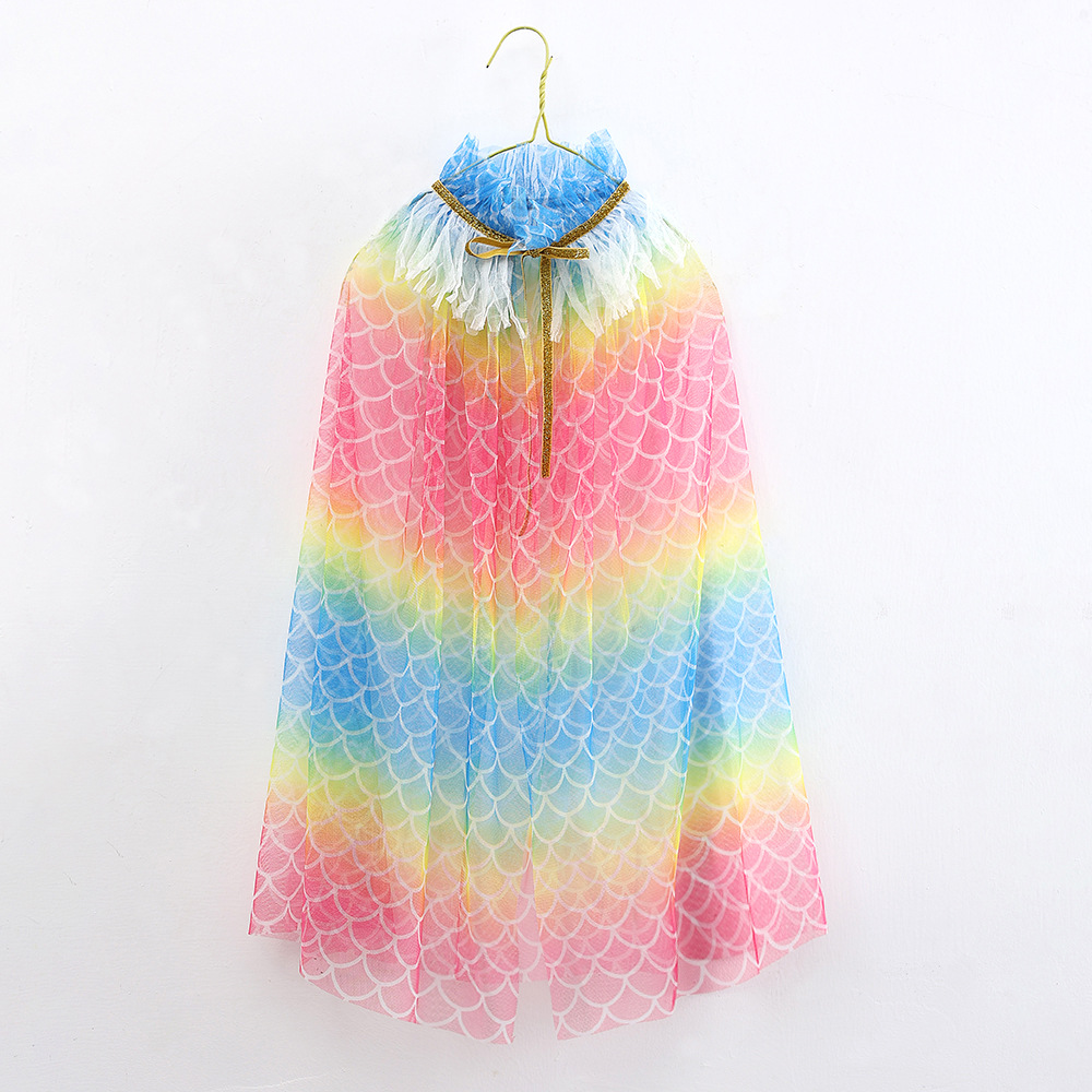 Lace-up Star Moon hilo de tul para niños fuera de princesa manto niña capa etapa rendimiento sirena velo