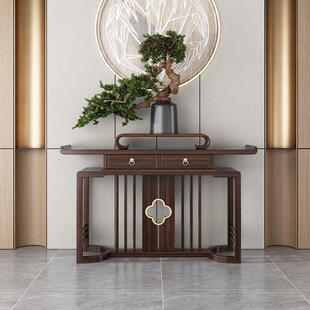 New Chinese Style Entrance Table Elm Wood Entrance Cabinet Simple Wall Partition Strip Case Home Entry Zen Style Solid Wood Light Luxury Entrance Table