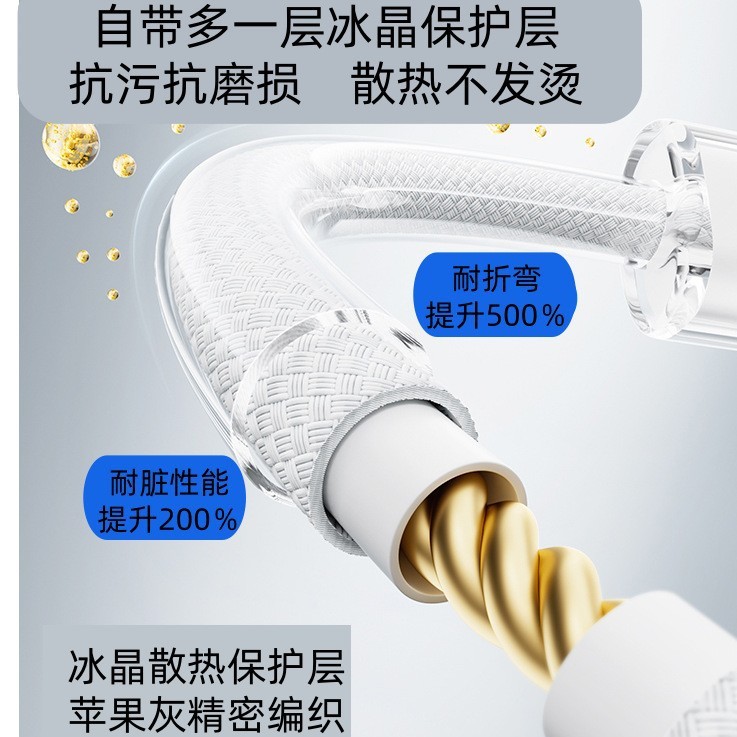晶透双c口快充线编织线c-c五芯双c数据线双typec充电线适用苹果15|undefined