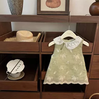 花间秘境!女童森系绣花连衣裙小童夏季新花边公主裙