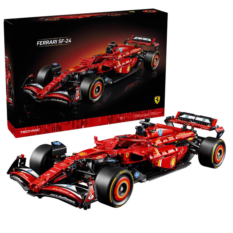 Cross-Border Compatible Lego Ferrari Sf-24 Formula Racing Red Bull F1 Building Blocks Mechanical Assembly Toy Gift